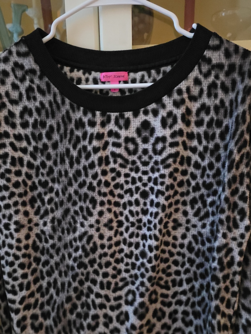 Betsey Johnson Black & Cream Leopard Pajama Top